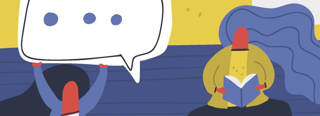 Two people talking