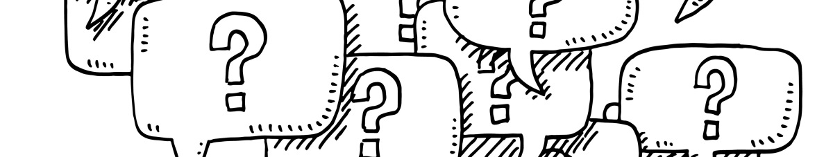 Illustration of speech bubbles with question marks in them