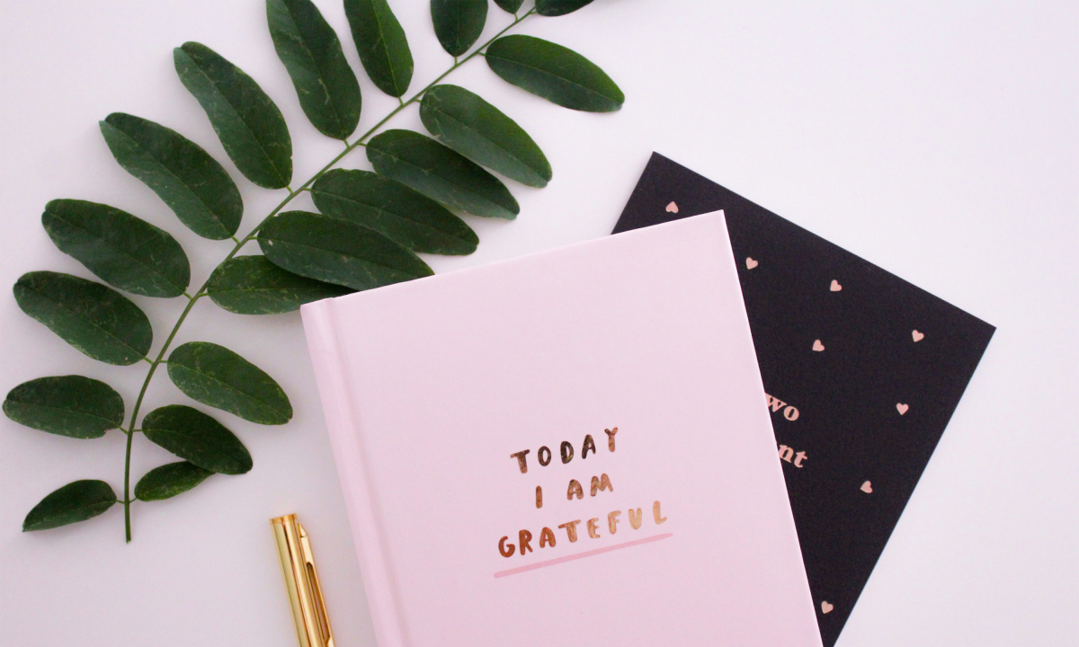 A notebook with the title 'Today I am grateful'.