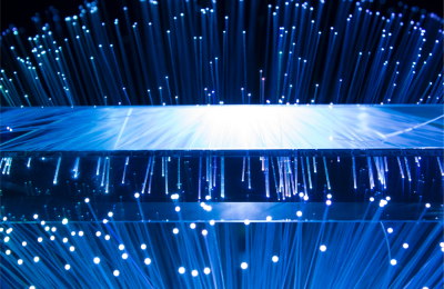 Blue lights, mirroring from a screen.